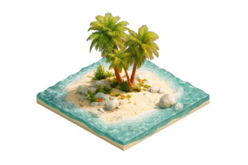 Isometric tropical island with palm trees (1)