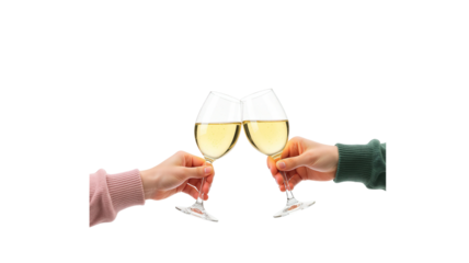 Two glasses toasting on transparent background png