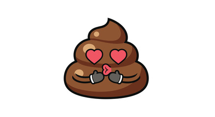 Adorable poop emoji with heart eyes and kissing lips sending love and affection through its cute and funny expressive face