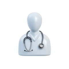 Stylized 3d illustration of a doctors bust with a stethoscope, isolated on transparent background
