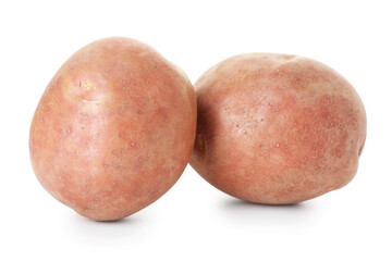 Two fresh ripe potatoes isolated on white