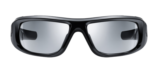 Black protective eyewear with clear lenses