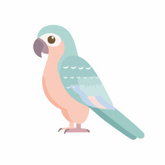 Obraz premium A stylized illustration of a colorful parrot standing upright, isolated on white.