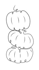 One Line Pumpkins Stack Minimalist Vector Illustration