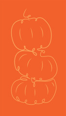 One Line Pumpkins Stack Minimalist Vector Illustration