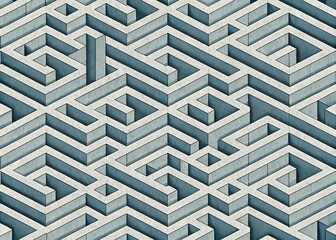 Isometric Cube Maze Seamless Pattern Abstract Background