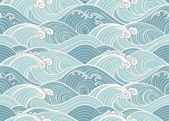 Minimal Japanese Wave Seamless Pattern Abstract Background