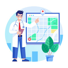 An illustration of clinic map designed in flat style