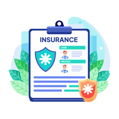 Flat style illustration showing medical insurance paper