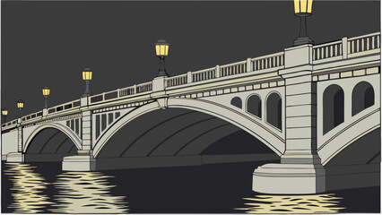 Obraz premium Elegant Stone Bridge at Night.