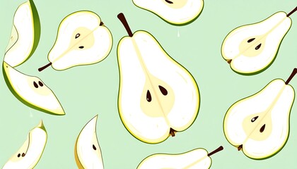 Pear slices pattern on pastel background