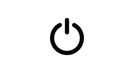 A black power button icon on a white background