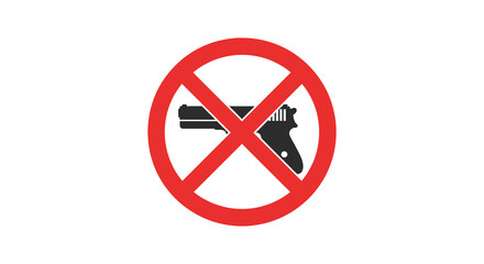 Fototapeta premium No guns allowed sign with red circle and crossed out handgun