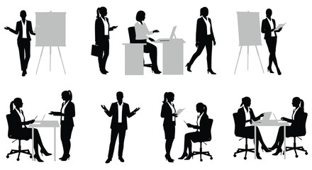 Business people in various professional settings and poses