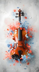 Artistic Violin with a Splash of Color A Symphony of Music and Visual Delight