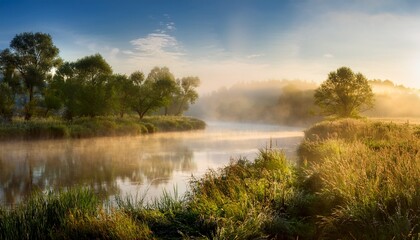 Obraz premium misty morning on the river