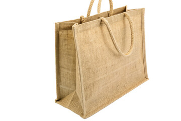 jute made shopping bag  isolated white
