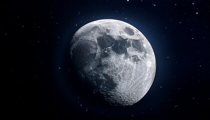 Obraz premium an exquisite astronomical capture presents the moon in sharp focus allowing for an immersive exploration of its rugged terrain and luminous presence in space