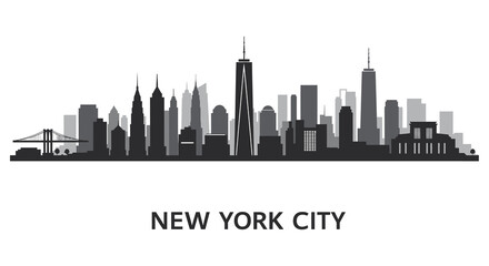 Fototapeta premium New york city skyline with iconic buildings and bridge