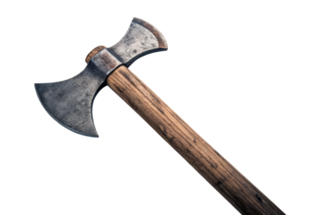Antique battle axe isolated on white background
