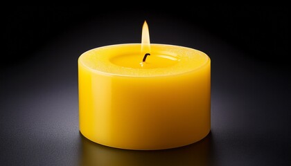a bright yellow candle isolated on transparent background