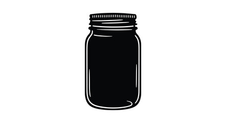 A black bottle with a screw on cap is shown in a simple illustration