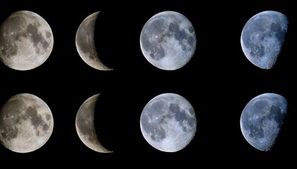 Obraz premium a series of images of the moon in different stages of its cycle from new moon to full moon and back