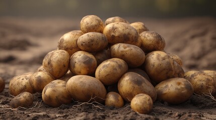Fototapeta premium Freshly Dug Potato Heap — Farm Pile Documentary