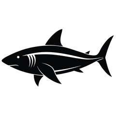 Black Silhouette of a Shark with White Stripes black and white