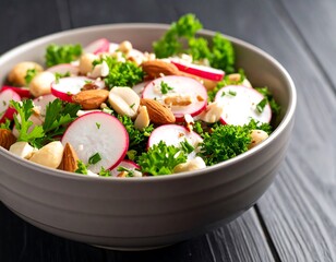 Radish salad with nuts and herbs