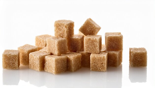 brown sugar cubes on white background for culinary use