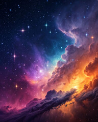 Fototapeta premium Awe-inspiring cosmic cloud of vibrant stardust and glowing gas in a celestial sky.