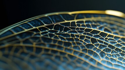 Closeup Macro Shot of Dragonfly Wing Veins Intricate Pattern Texture