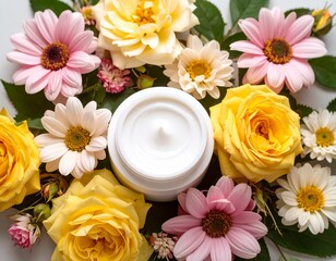 A complete collection of makeup products including lipstick, mascara, foundation, blush, eyeshadow, brushes, and cosmetics essentials in stylish and colorful designs