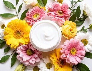 A complete collection of makeup products including lipstick, mascara, foundation, blush, eyeshadow, brushes, and cosmetics essentials in stylish and colorful designs