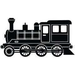Black silhouette of a steam locomotive train engine 1