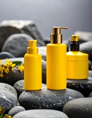 A complete collection of makeup products including lipstick, mascara, foundation, blush, eyeshadow, brushes, and cosmetics essentials in stylish and colorful designs