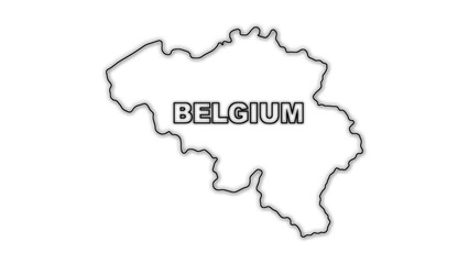 Black And White Belgium Map Outline Minimalist Monochrome Illustration