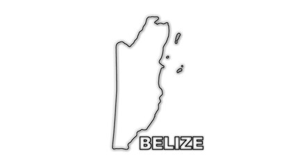 Black And White Belize Map Outline Minimalist Monochrome Illustration