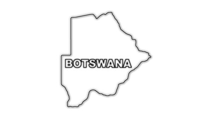 Black And White Botswana Map Outline Minimalist Monochrome Illustration