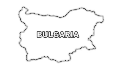 Black And White Bulgaria Map Outline Minimalist Monochrome Illustration