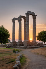 Fototapeta premium breathtaking sunsets over historical landmarks around world this scene evokes wonder