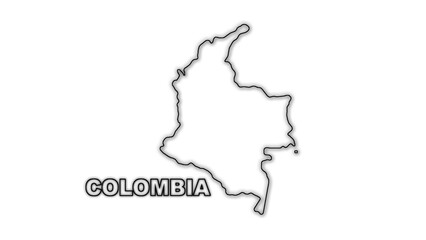 Black And White Colombia Map Outline Minimalist Monochrome Illustration