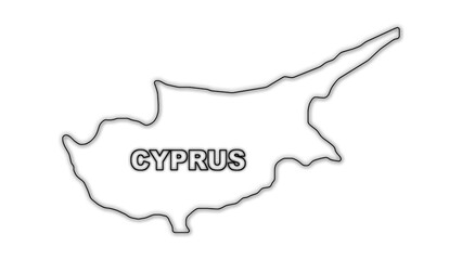 Black And White Cyprus Map Outline Minimalist Monochrome Illustration