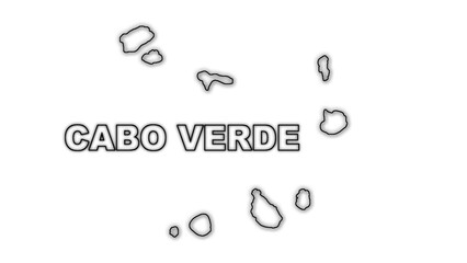 Black And White Cabo Verde Map Outline Minimalist Monochrome Illustration