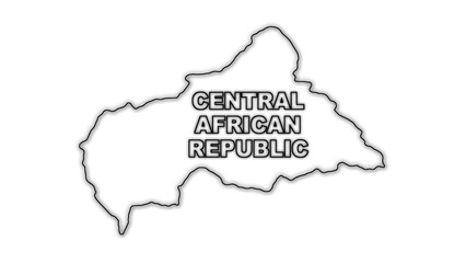 Black And White Central African Republic Map Outline Minimalist Monochrome Illustration