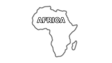 Black And White Africa Map Outline Minimalist Monochrome Illustration
