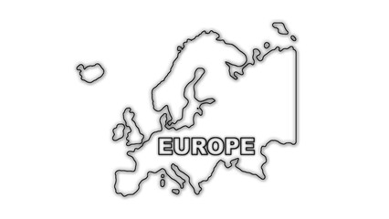 Black And White Europe Map Outline Minimalist Monochrome Illustration