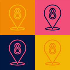 Pop art line 8 March icon isolated on color background. International Happy Women Day. Vector