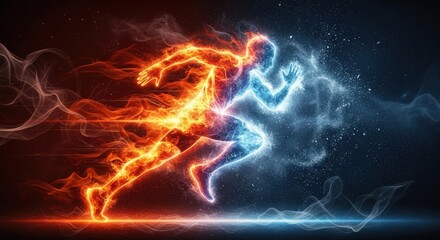 Dynamic Fire and Ice Runners in Motion.